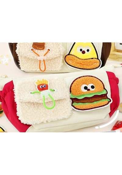 Kalem Kutusu Sevimli Fast Food Büyük Kapasiteli Yumuşak Kalemlik - Hamburger Kırmızı