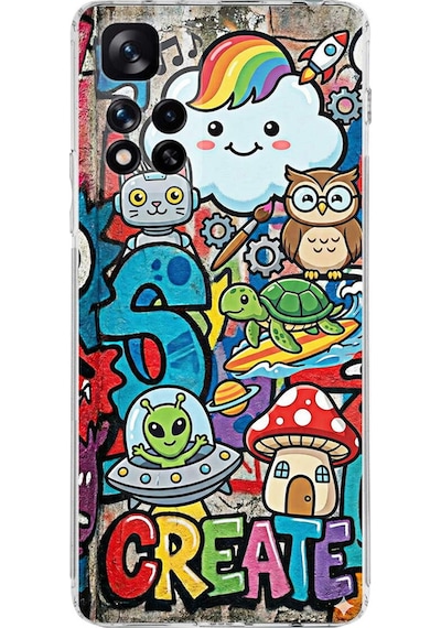Xiaomi Redmi Note 11 Pro Plus 5g İle Uyumlu Grafiti Create Art Tasarımlı Şeffaf Kılıf Şeffaf