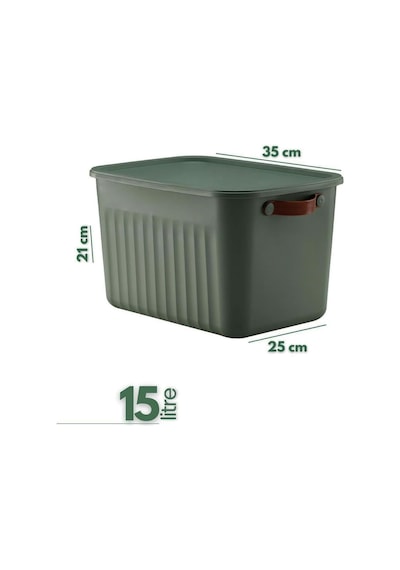 1 Adet Düzenleyici Kapaklı Kutu, Dekoratif Saklama Kutusu, Organizer 35cm 25cm 22cm Yeşil 15