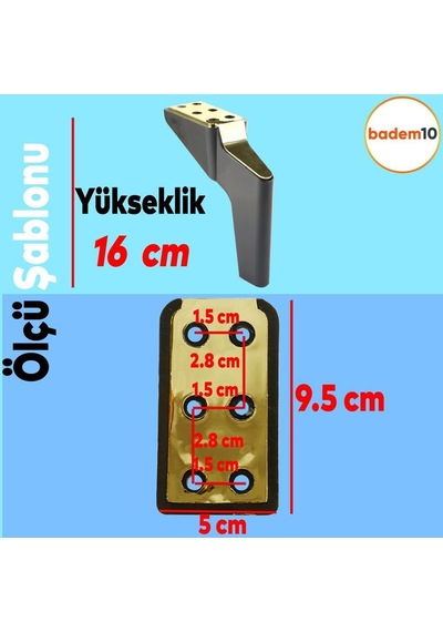 Logan 4 Adet Set 16 Cm Siyah Altın Mobilya Tv Ünitesi Koltuk Kanepe Destek Ayağı Ayakları M8 Civata 6395751