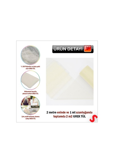Süsleme Tülü Grek Tül, 2 Mt En X 1 Mt Uzunluk - Krem 0-99