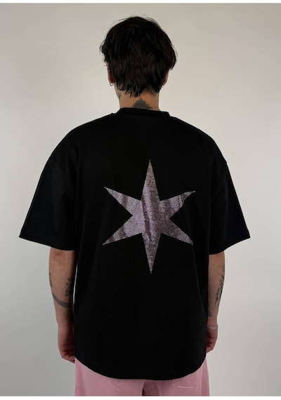 Zaee 2m Motive Taşlı Oversize T-shirt Pembe