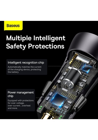 Baseus Golden Contactor Max Series 60w Araç Şarjı Koyu Gri