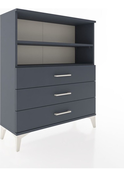 Arges Şifonyer 2 Raflı 3 Çekmeceli 88x30x106 Antrasit-antrasit Antrasit