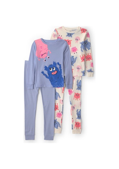 Carter's Kız Bebek 4'lü Baskılı Pijama Takımı Mavi 3w326210