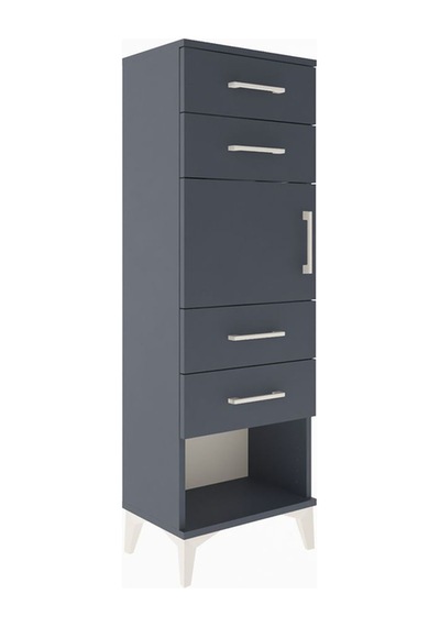 Arges Dolap Tek Raflı 4 Çekmeceli Tek Kapaklı 44x30x134 Antra... Antrasit