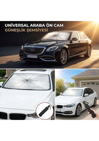 Buffer Premium Katlanabilir Araç Ön Cam Güneşliği Şemsiye Tipi Oto Güneşlik, Uv Korumalı Isı Yalıtıml 1