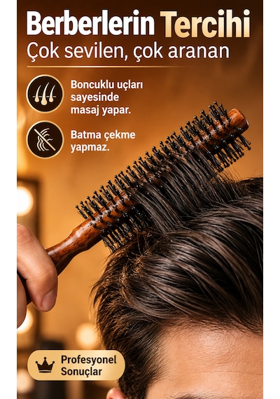 Professional 007 İnce Fön Isısına Dayanıklı Erkek Ve Kadın Saç Fırçası 0