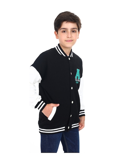 Toontoy Kids Toontoy Erkek Çocuk Kolej Yaka Çıtçıt Kapama Cepli Düşük Omuz Nakış Baskılı Renk Bloklu Örme Hırka - 2 İplik Şardonlu Siyah Toontoy Kids Toontoy Erkek Çocuk Kolej Yaka Çıtçıt Kapama Cepli Düşük Omuz Nakış Baskılı Renk Bloklu Örme Hırka - 2 İplik Şardonlu Siyah