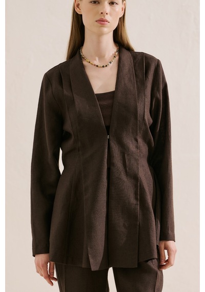 Manuka Keten Pileli Kimono Ceket Acıkahve Ss26ckt00016-23.6552