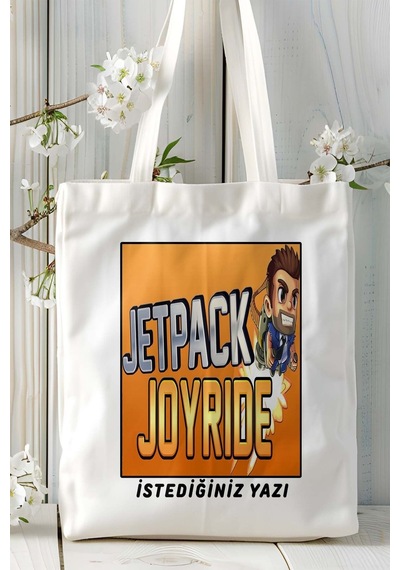 Art Hediye Jetpack Joyride Mobil Oyun Baskılı Bez Çanta Omuz Çantası Çift Tafaflı Baskı Kişiye Özel 7 Çok Renkli