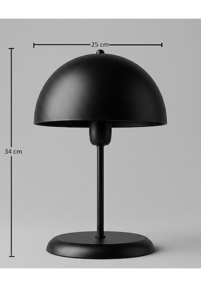 Solo Mantar Tasarım Siyah Abajur 25 Cm
