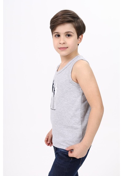 Toontoy Kids Toontoy Erkek Çocuk Baskılı Atlet Gri Melanj