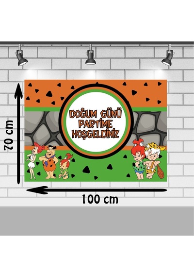 Taş Devri Çakıl Doğum Günü 70X100 Cm Taş Devri Doğum Günü Konse