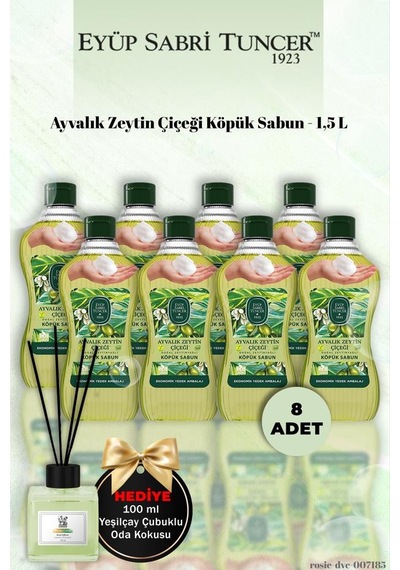 Eyüp Sabri Tuncer 8 Adet Ayvalık Zeytin Çiçeği Köpük Sabun 1,5 L Yeşilçay Koku Hediye