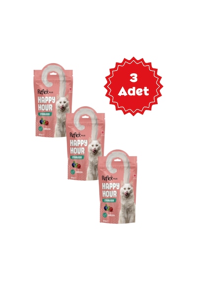 Reflex Plus Happy Hour Tavuklu Yaban Mersinli Ve Kızılcıklı Kısırlaştırılmış Kedi Ödül Maması 60gr X 3 Adet