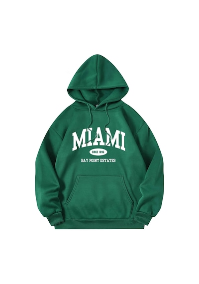 Uyguntarz Miami Baskılı Oversize Sweatshirt Yeşil