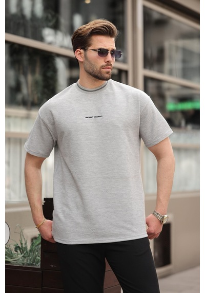 Madmext Grimelanj Nakış Detaylı Basic Erkek T-shirt E7106 Grimelanj