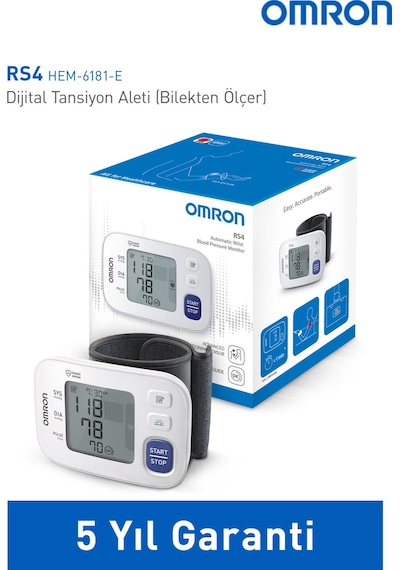 Omron RS4 Bilekten Dijital Pilli Tansiyon Aleti – Intellisense Teknolojili, Sensörlü, 60 Ölçüm Hafızalı