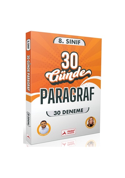Paraf Akademi 8. Sınıf 30 Günde Paragraf 30 Deneme - Mesut Bayraktar, Duygu Akkaya Salman Paraf Akademi Yayınları