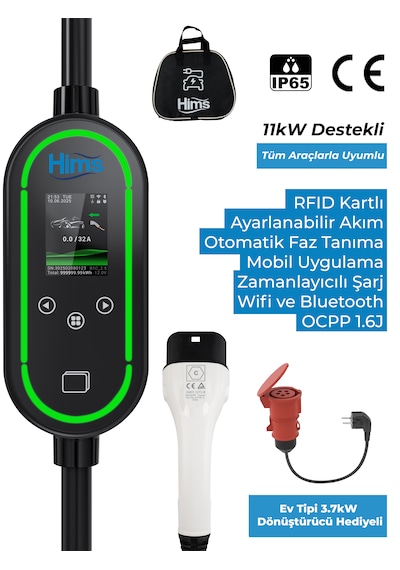 Hims 11kw Ev Tipi Taşınabilir Elektrikli Araç Şarj İstasyonu Hctk-11-ps-s