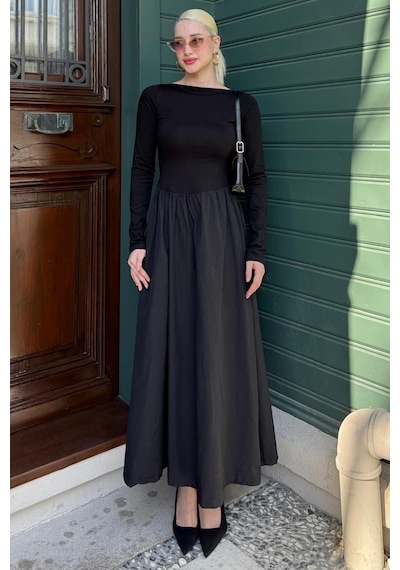 Madmext Siyah Maxi Boy %100 Pamuklu Kadın Elbise Mg2365 Siyah