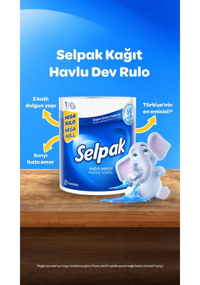 3 Paket Selpak Kağıt Havlu Süper Emici Mega Rulo