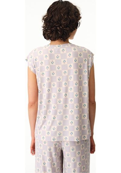 Penti Lila Ella Desenli Tişört Pijama Üstü