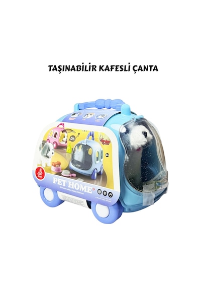 Sesli Hareketli Köpek Ve Araba Çanta Köpek Evi Mavi