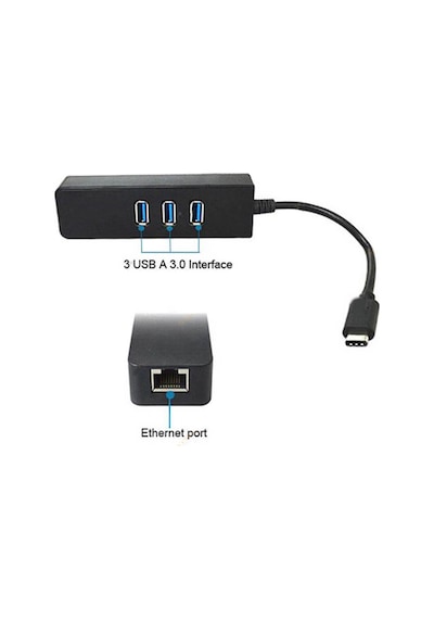 USB Type-C to USB 3.0 Gigabit 1000 Mbps Çoklayıcı Hub
