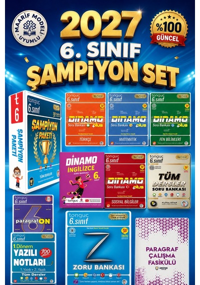 Tonguç Akademi 6. Sınıf Şampiyon Paketi + Paragrafon + 6. Sınıf 1. Dönem Yazılı Notları 2027