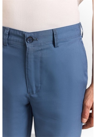 Süvari Saks Mavi Slim Düz Düz Normal Bel Casual Pantolon Spn2020500007-m05