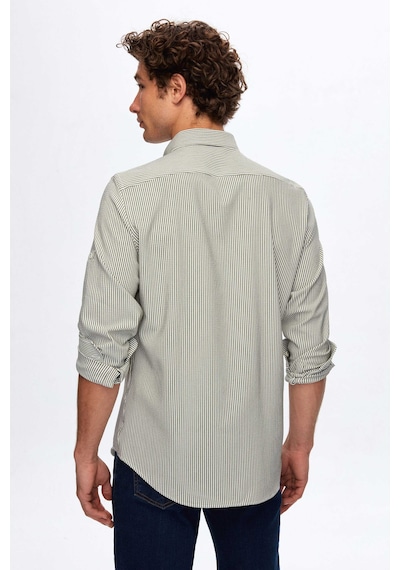 D'S Damat Ds Damat Regular Fit Haki Çizgi Desenli Pamuklu Gömlek 4hc02sn062650 Çok Renkli