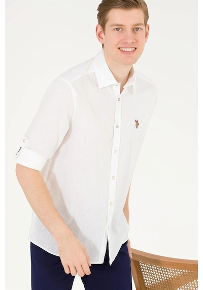 U.S. Polo Assn. Erkek Comfort Fit Düğmeli Yaka Gömlek 1570537 Bey Beyaz U.S. Polo Assn. Erkek Comfort Fit Düğmeli Yaka Gömlek 1570537 Bey Beyaz