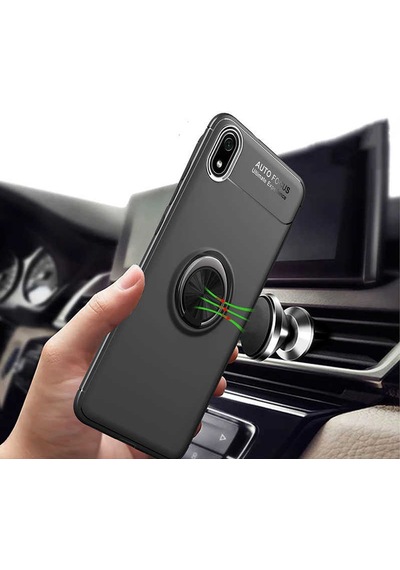 Xiaomi Redmi 7a Kılıf Zore Ravel Silikon Kapak Siyah-Kırmızı