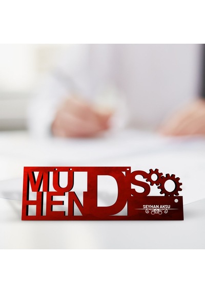 Kişiye Özel Mesleki Mühendis Ahşap Masa İsimliği model F3