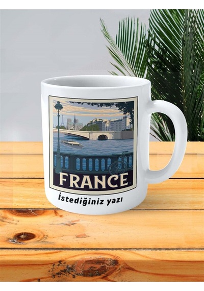 France Baskılı Kupa Bardak Kişiye Özel Desen Çok Renkli