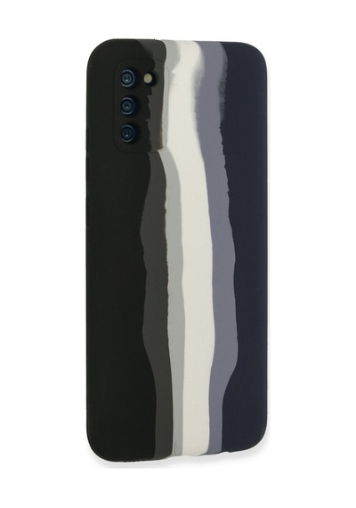 Samsung Galaxy  Uyumlu,  A03s Kılıf Ebruli Lansman Silikon - Siyah-lacivert