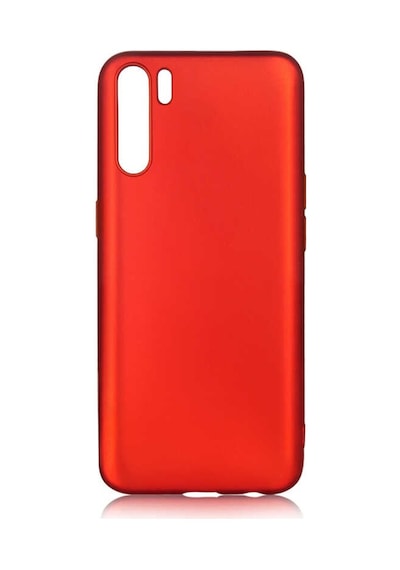 Noktaks - Oppo A91 Uyumlu - Kılıf Mat Soft Esnek Premier Silikon Kapak - T12594 - Kırmızı Kırmızı