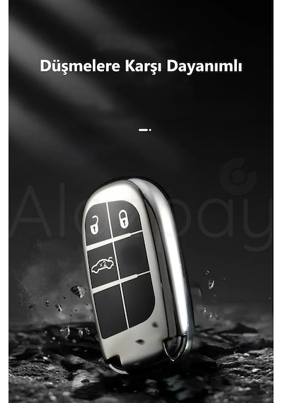 Fiat Egea 500x Jeep Grand Cherokee Wrangler Renegade Compass Chrysler Parlak Anahtar Kılıfı Krmz