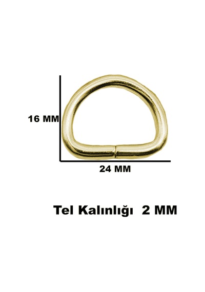 Anahtarlık Montaj Halkası D Çanta Bağlantı Halkası 24x16 Mm 100 Adet Gold Gold