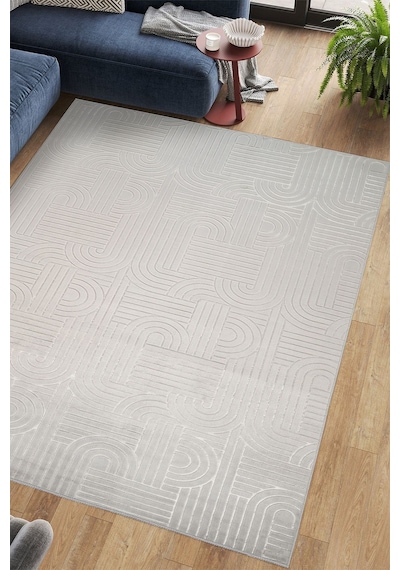 Tropikal Home Bambu Dokulu Modern Desenli Kaymaz Taban Lüx Dört Mevsim Yıkanabilir Halı Yolluk Gri