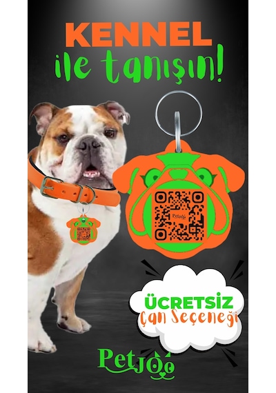 Petjoo 16.Kennel Yeşil-Turuncu Qr'lı Köpek Künyesi