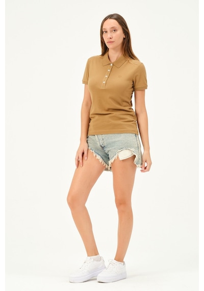 Msw Kadın Kısa Kollu Regular Fit Polo Yaka T-shirt Camel
