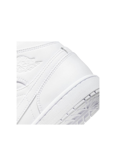 Nike Air Jordan 1 Mid Erkek Sneaker Hakiki Deri Bilekli Spor Ayakkabı Beyaz Beyaz