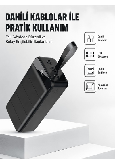 50.000 Mah Kapasiteli Powerbank Hızlı Şarj Destekli, 4 Usb Portlu, Led Işıklı Taşınabilir Enerji Deposu - Xucz50000mahpowerbank-6 Çok Renkli