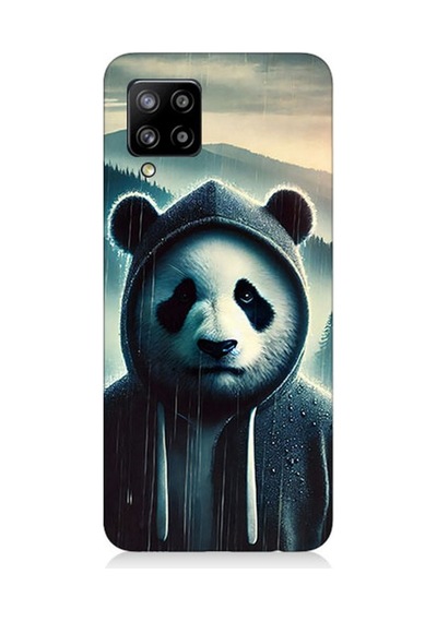 Samsung Galaxy A42 5g Uyumlu Kapüşonlu Panda Yalnızlığı Desenli Silikon Kılıf Çok Renkli
