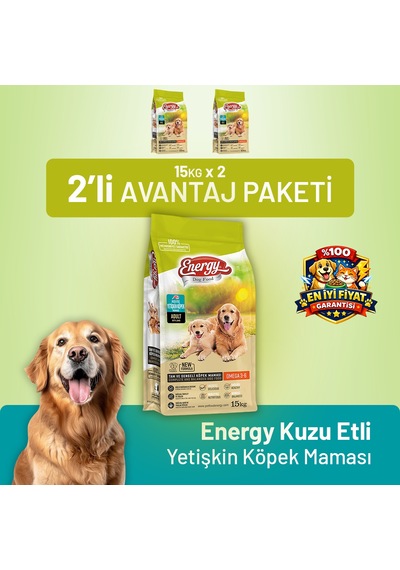 Kuzu Etli Yetişkin Köpek Maması 15 Kg - 2 Adet