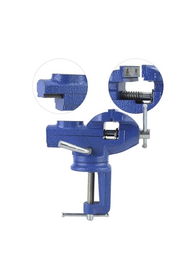Alman 60 Mm Dönerli Örslü Özel Alaşımlı Paslanmaz Dövme Çelik Mini Masa Ve Tezgah Mengenesi Mavi
