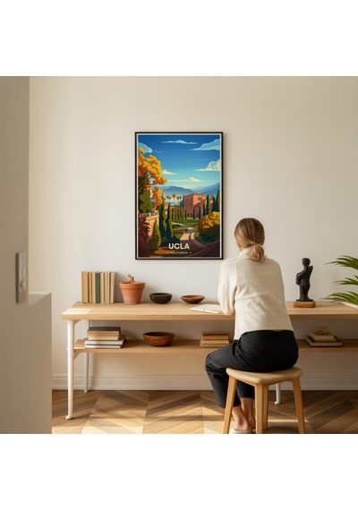 Ucla Seyahat Posteri: Vintage Tarzı Suluboya Sanat Baskısı